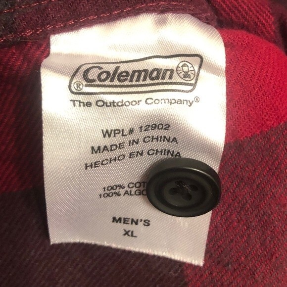 Coleman Size XL Red Black Buffalo Plaid Flannel Long Sleeve Button Up Shirt - Picture 3 of 8
